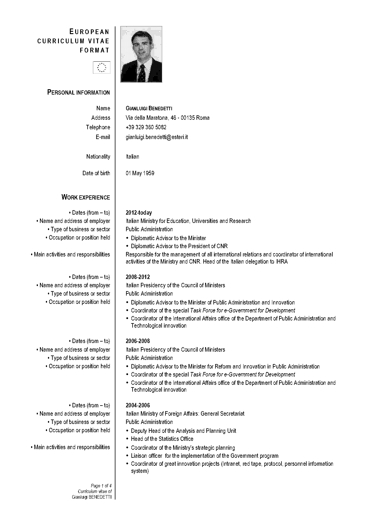 european resume format pdf